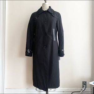 MACKAGE Duster Coat Black leather trim Sz M